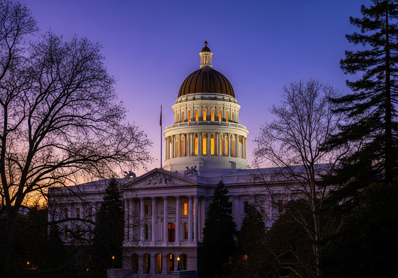 The California State Capitol at dusk